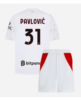 Billige Fotballdrakt AC Milan Strahinja Pavlovic #31 Replika Bortedraktsett Barn 2026-27 Kortermet (med bukser)